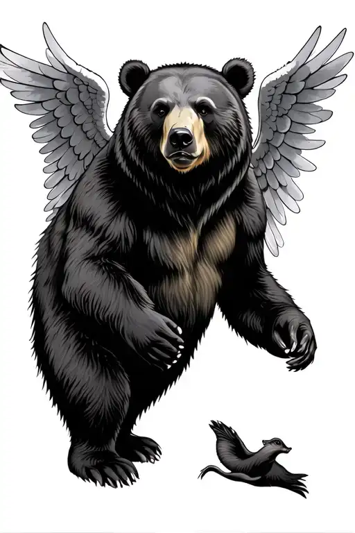 Adult Bear With Angel Wings