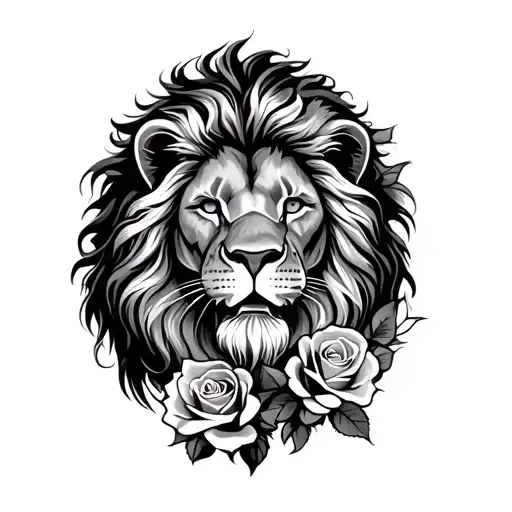 Lion And Roses
