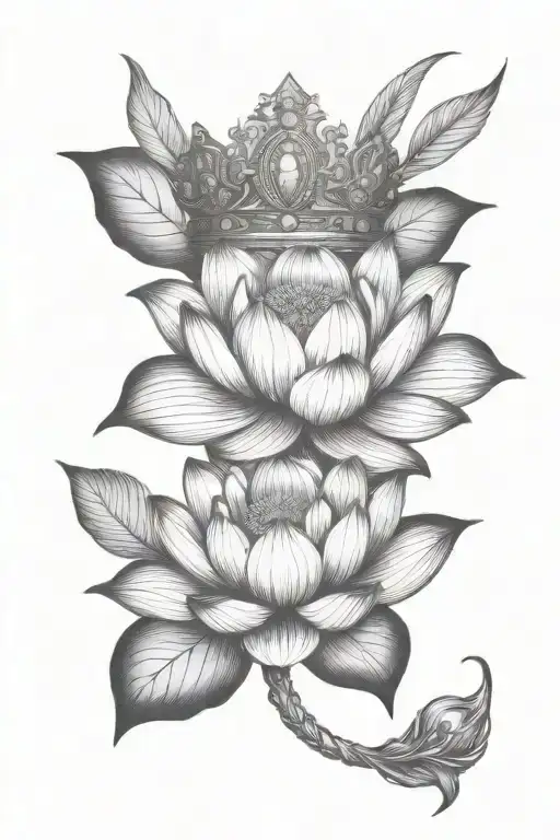 Lotus Flower With Crown And Dagger