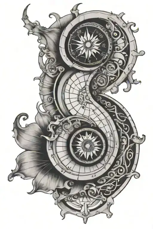 Fibonacci Spiral With Compass Surrounded