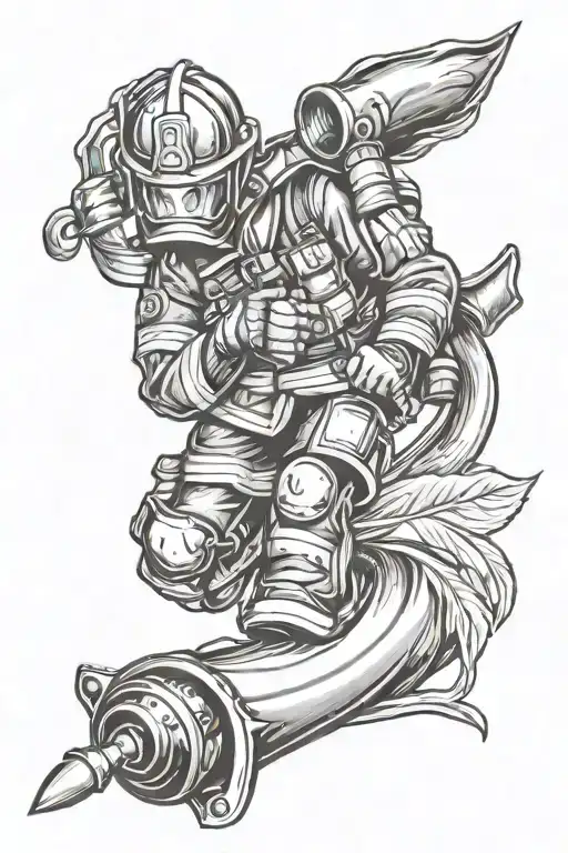 Firefighter Tattoo Design Featuring