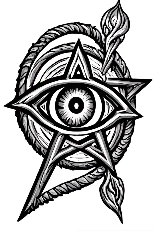 Protective Wiccan Pentagram With The Protective Evil Eye In The Center