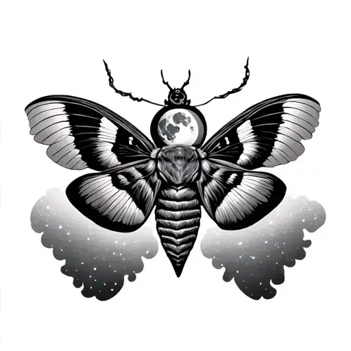 Moth With Cresent Moon On Wings