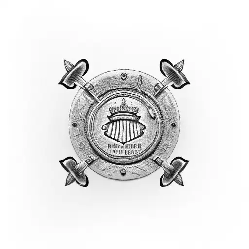 A Police Badge With Musical Notes And A Garden Growing Inside