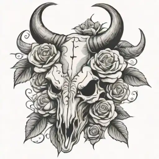 Bull Skull And Roses