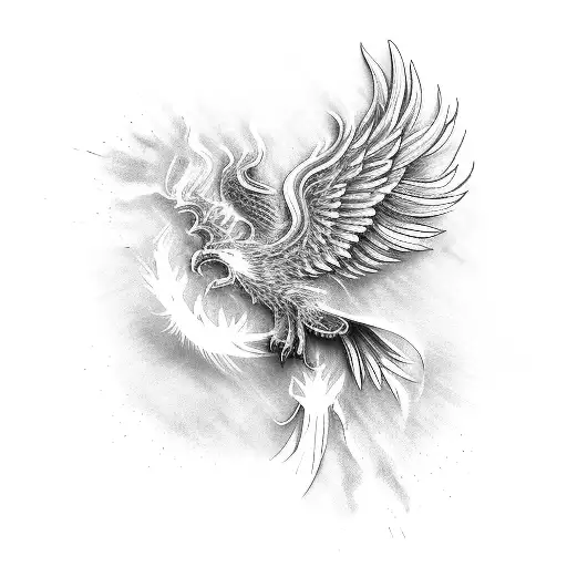 A Phoenix With Binary Code Lines Forming Its Texture