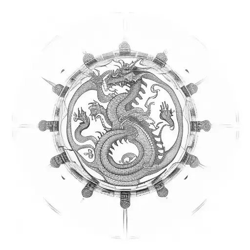 Dharma Wheel With Dragon