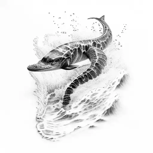 Ocean Waves With 2 Sea Creatures In Arm Band Style