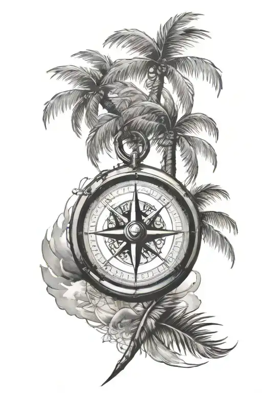 Compass Palm Tree Beach Sky Fly