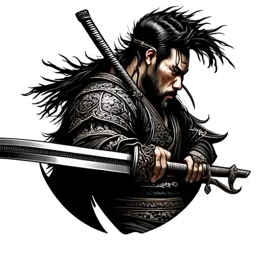 Samurai Pierced By Katana Sword