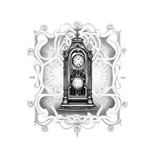 Gothic Grandfather Clock With Exposed Gears And Filigree