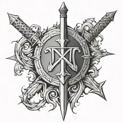 A Warrior Symbol Like A Sword Or Shield Intertwined With The Kolovrat Symbol