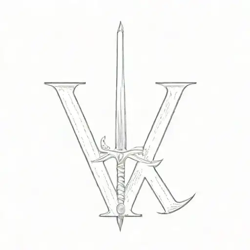 The Letter V With Sword Piercing