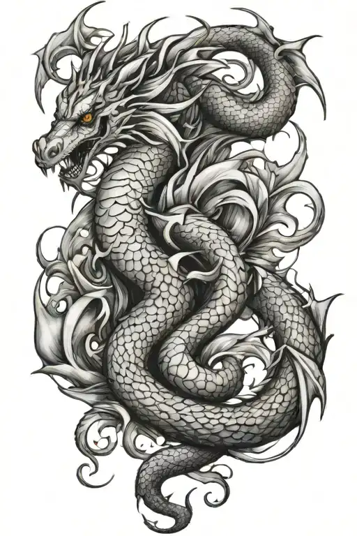 Dragon And Mermaid Intertwined