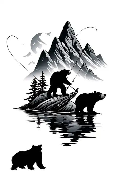 Fishing With Mountains And Bears