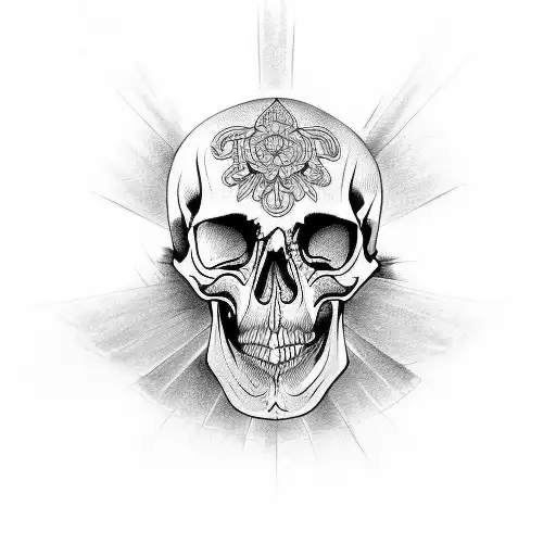Create A Classic Tattoo Design Featuring A Bargue Technique Drawing Of A Skull
