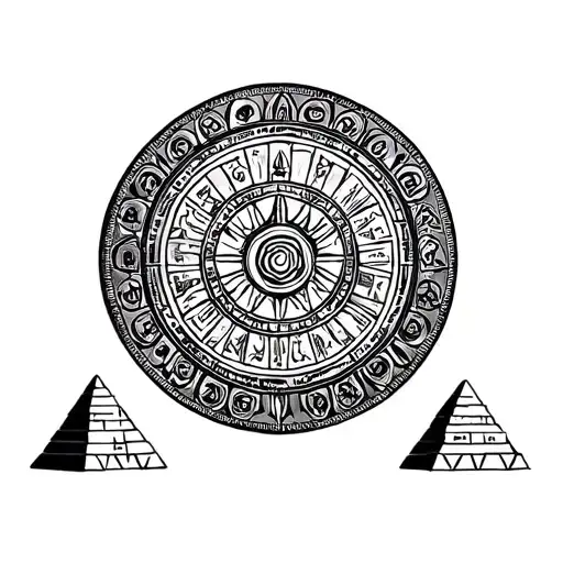 Aztec Calendar Pyramids Geometric