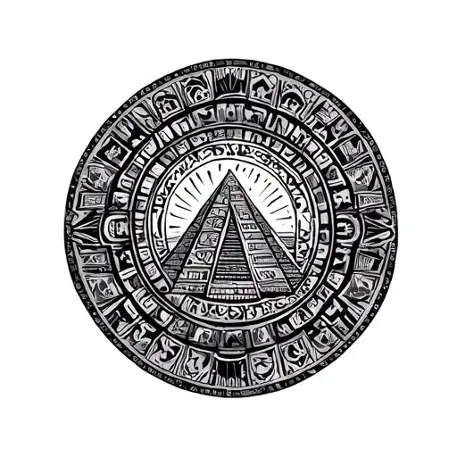 Aztec Calendar Pyramids Geometric Sleve