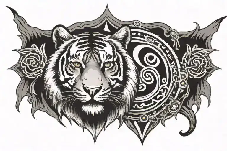 Tiger Head Surrounded