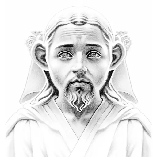 A Portrait Of Jesus With A Halo Of Baby Yodas