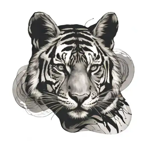 An Abstract Representation Of A Woman's Silhouette With Tiger Eyes