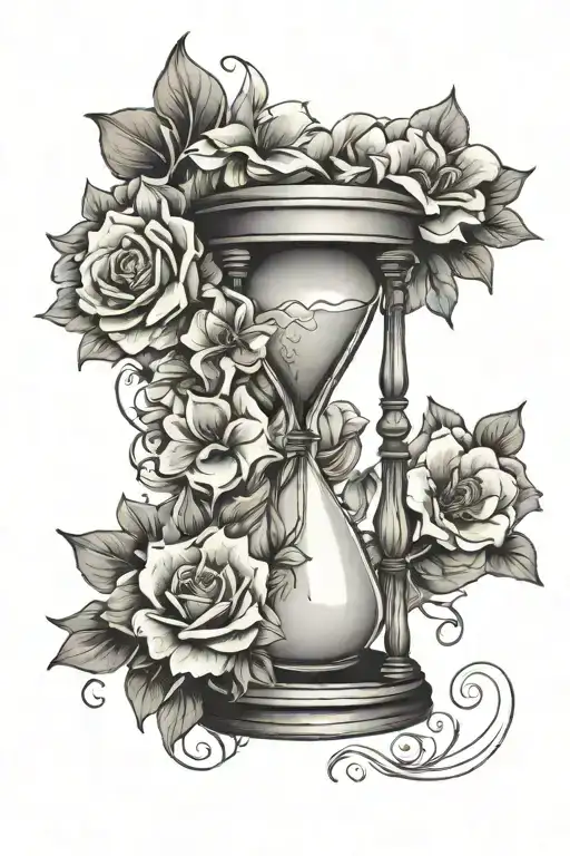 Hourglass And Flowers Intertwined