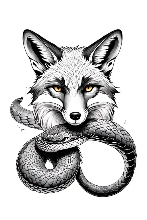 Fox And Snake Intertwined Together