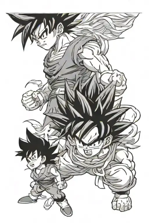 Son Goku With Aura Infront Of Young Goku Dragon Ball