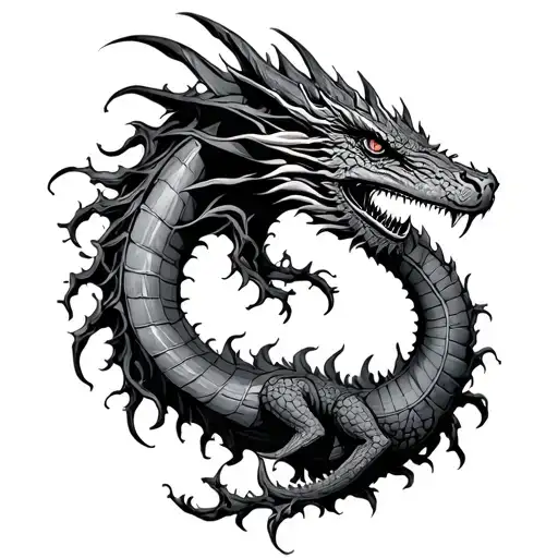 Fossile Dragon With Creeper Vines On It