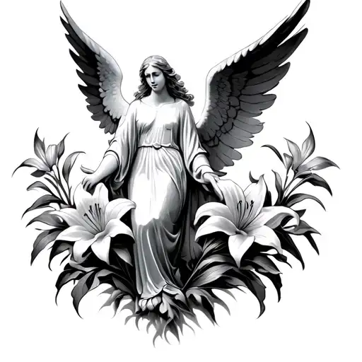 Seraphim Angel With Lilys Surrounding