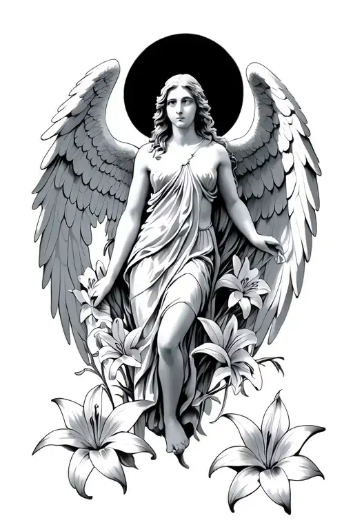 Seraphim Angel With Lilys Surrounding