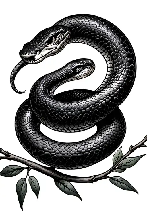 Snake Wrapped Around Olive Branch
