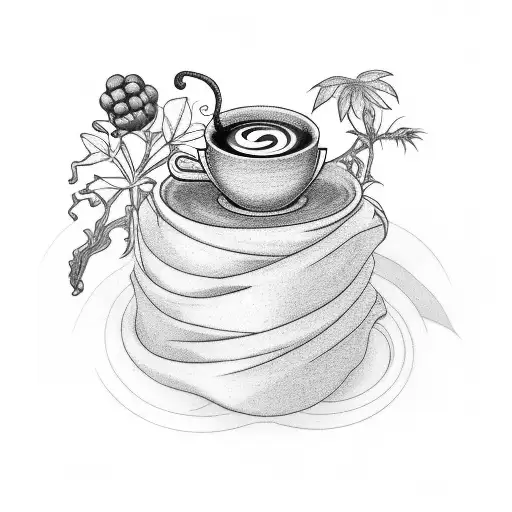 Sleeve Tattoo Showing Life Cycle Of Coffee From Plant To Cup