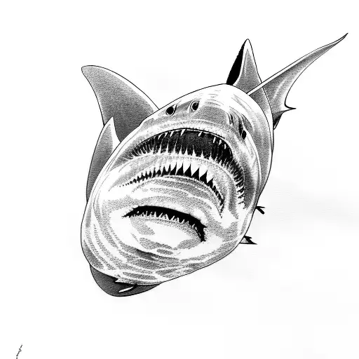 Great White Shark With Two Small Fish Under Fins