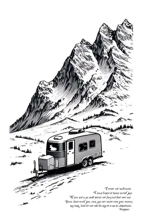 Mountains And A Trailer With A Poem For Mom
