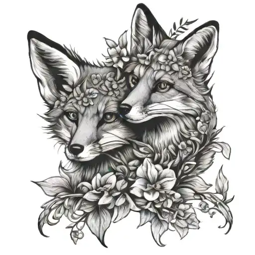 Fox And Larkspur Flowers Intertwined