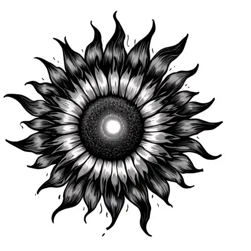 Black Sun Wih Flaming Flares Looking Like Sunflower