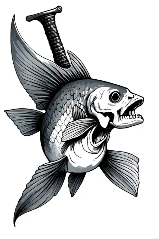 Fish With Skull And Knife