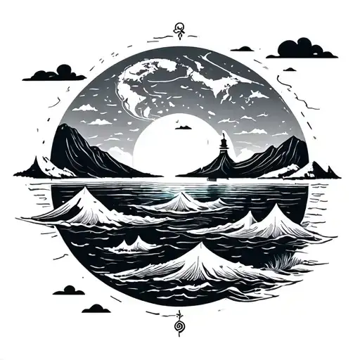 Travel Sea Map Outline