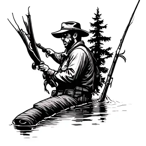 Hunting And Fishing Scene