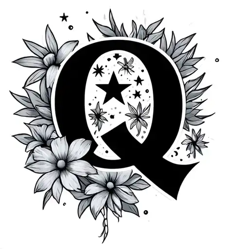 Q With Star And Fliwers