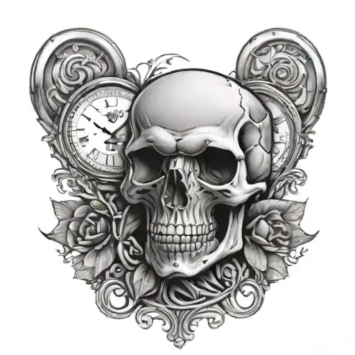 An Hour Glass With A Skull As The Bottom Half