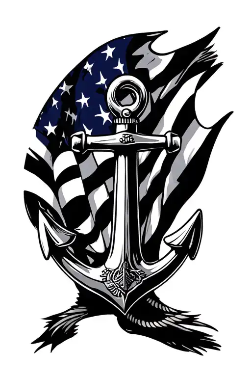 American Flag Navy Anchor