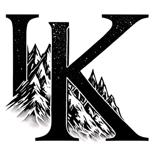 Mountain Silhouette With The Letter K