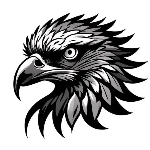 And Eagle Face Using Polynesian Design Incorporating Elements