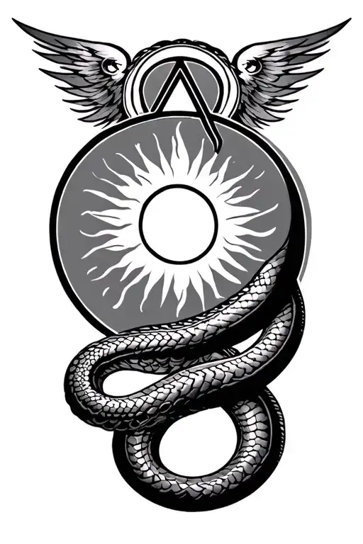 Triquetra With Sun Moon Snake