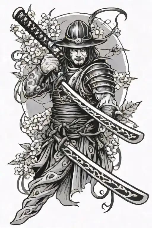 Katana Surrounded By Cherry