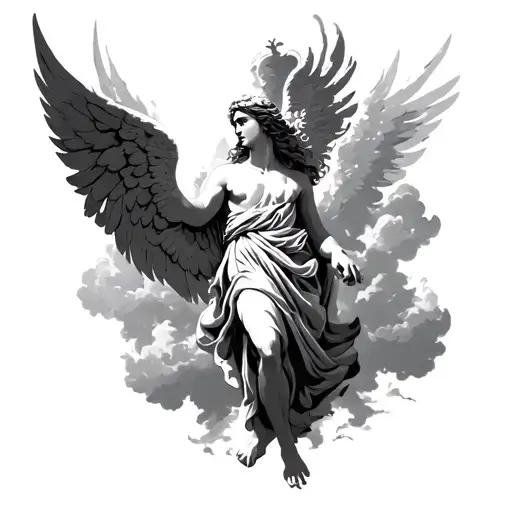 Angel Greek Gods With Clouds And Shadows