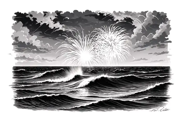Firework Display Oder The Ocean