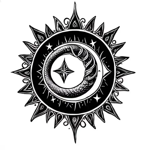 Hour Glass Moon Sun Stars Snake Celtic Knot Intertwined